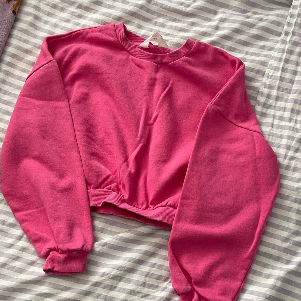 Bright Pink Cropped Sweatshirt